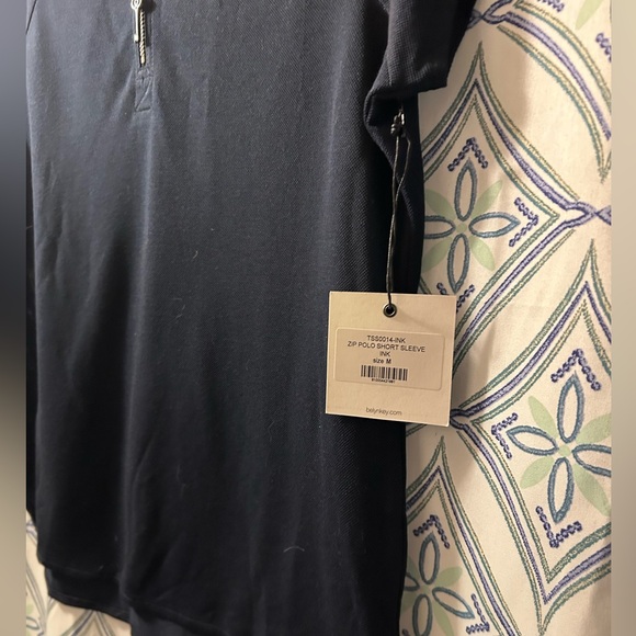 NWT BELYN KEYS Polo Zipper Neck Navy Blue with White Accents and Key Details - Picture 8 of 16